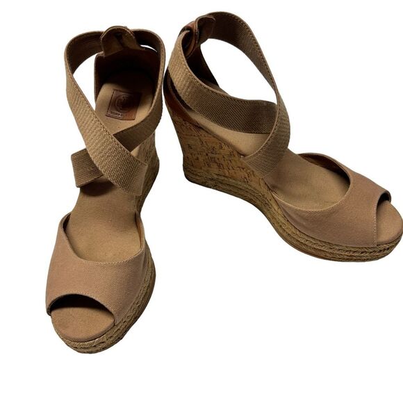 Tory Burch Women's Size 11 ‘Natanya’ Linen Blend Cork Espadrille Wedges - Picture 9 of 11